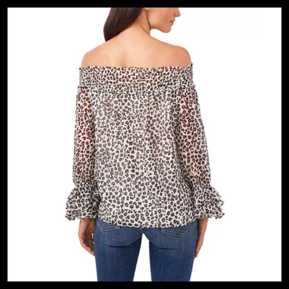 CECE Smocked Off-The-Shoulder Top Color: Soft Ecru - Picture 4 of 5